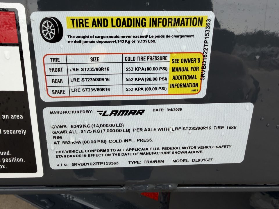 New #153363 026 LAMAR DL 16 X 83 TANDEM AXLE LOW PRO 14K BUMPER PULL DUMP W/ 3' SIDES