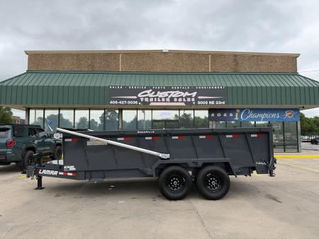 New #153363 026 LAMAR DL 16 X 83 TANDEM AXLE LOW PRO 14K BUMPER PULL DUMP W/ 3' SIDES