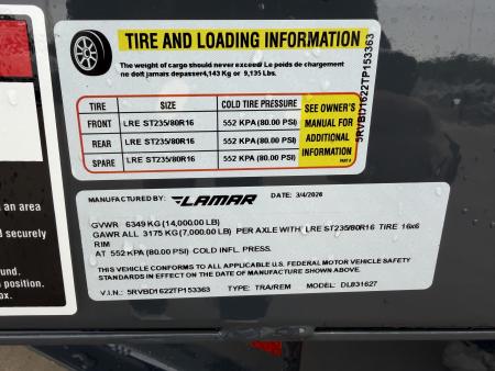 New #153363 026 LAMAR DL 16 X 83 TANDEM AXLE LOW PRO 14K BUMPER PULL DUMP W/ 3' SIDES
