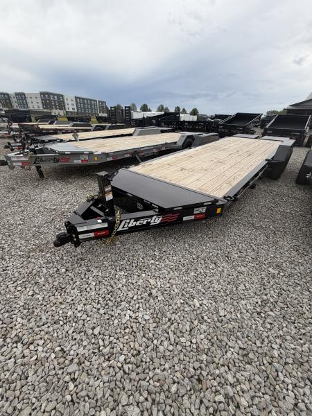 New 2026 LIBERTY LE14K83X19+3B8 Equipment Trailer 83X22 TA DOVETAIL W/ KNEE RAMPS (GVW:15400) MIDNIGHT BLACK