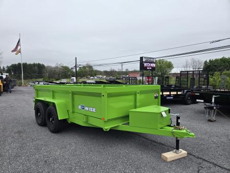 New 6 x 12 B-WISE LE Series Low Profile Dump Trailer, 10K GVWR **Lime Green w/Combo Gate, Ramps, D-rings