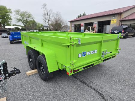 New 6 x 12 B-WISE LE Series Low Profile Dump Trailer, 10K GVWR **Lime Green w/Combo Gate, Ramps, D-rings