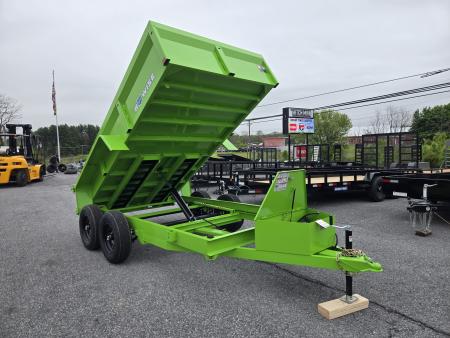 New 6 x 12 B-WISE LE Series Low Profile Dump Trailer, 10K GVWR **Lime Green w/Combo Gate, Ramps, D-rings