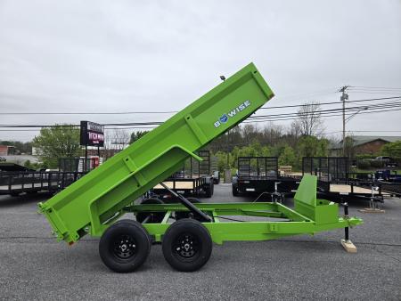 New 6 x 12 B-WISE LE Series Low Profile Dump Trailer, 10K GVWR **Lime Green w/Combo Gate, Ramps, D-rings