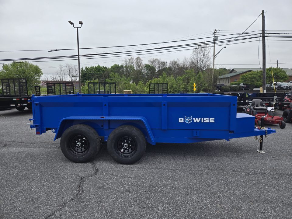 New 6 x 12 B-WISE LE Series Low Profile Dump Trailer, 10K GVWR **Blue w/Combo Gate, Ramps, D-rings