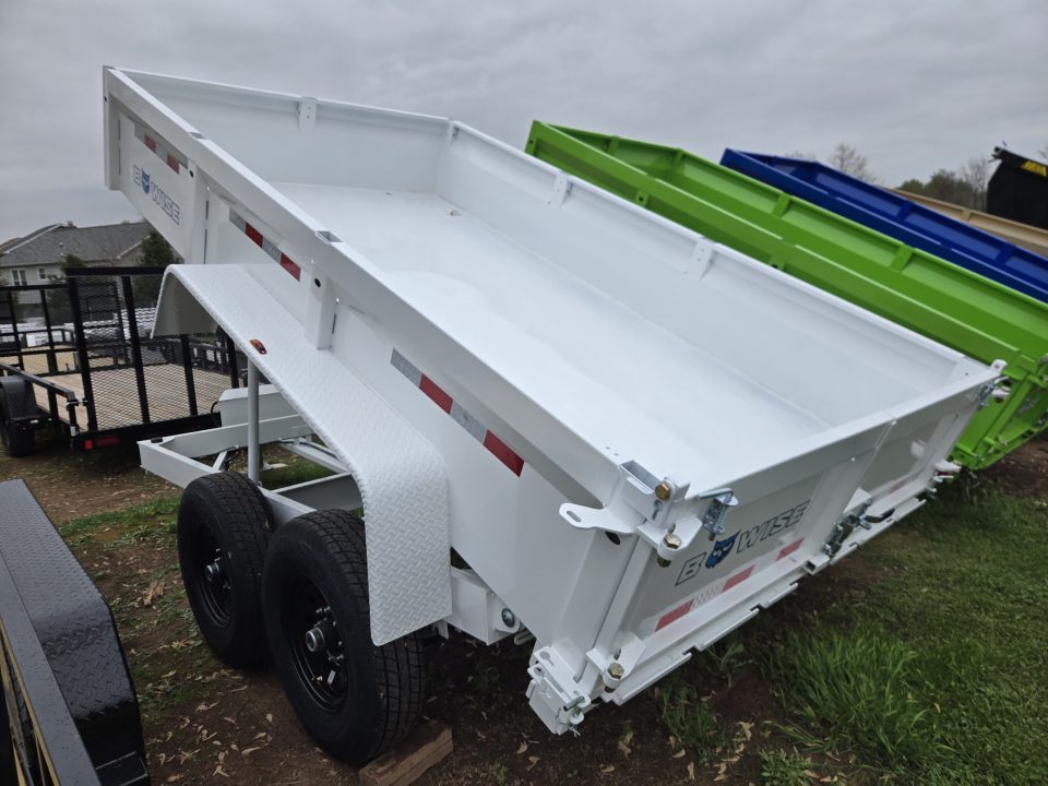 New 7 x 12 B-WISE LE Series Low Profile Dump Trailer, 12K GVWR **White w/Combo Gate, Ramps, D-Rings