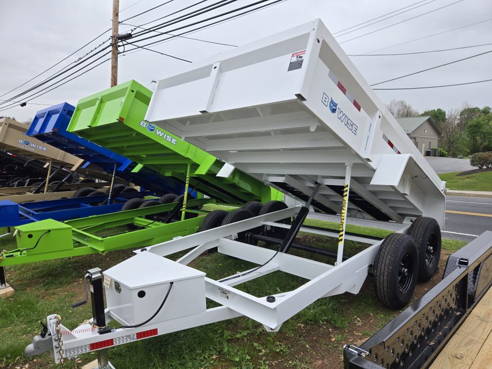 New 7 x 12 B-WISE LE Series Low Profile Dump Trailer, 12K GVWR **White w/Combo Gate, Ramps, D-Rings