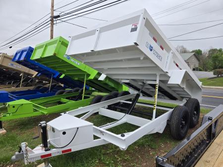 New 7 x 12 B-WISE LE Series Low Profile Dump Trailer, 12K GVWR **White w/Combo Gate, Ramps, D-Rings