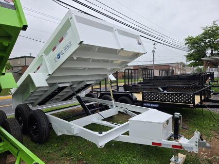 New 7 x 12 B-WISE LE Series Low Profile Dump Trailer, 12K GVWR **White w/Combo Gate, Ramps, D-Rings