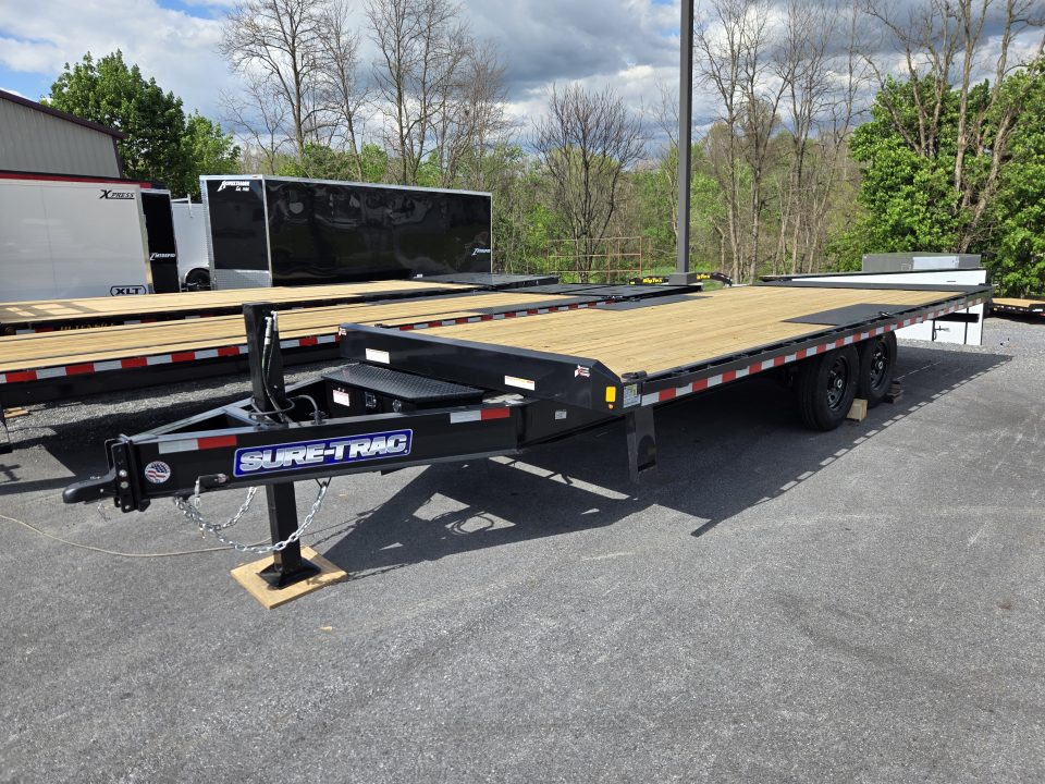 New 8.5 x 22 Sure-Trac HD Power-Tilt Deck Over Equipment Trailer 15K GVWR **w/ Hydraulic Jack, Winch Plate