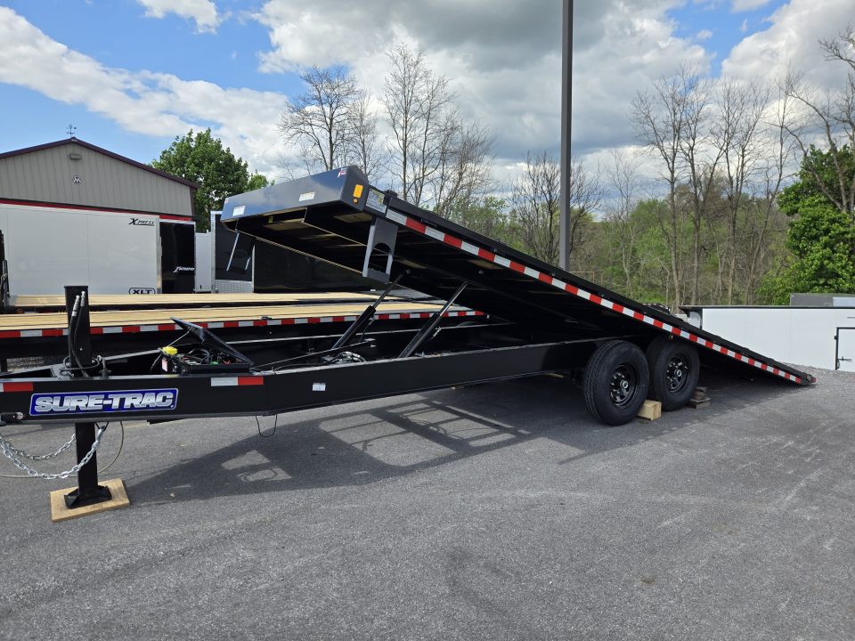 New 8.5 x 22 Sure-Trac HD Power-Tilt Deck Over Equipment Trailer 15K GVWR **w/ Hydraulic Jack, Winch Plate