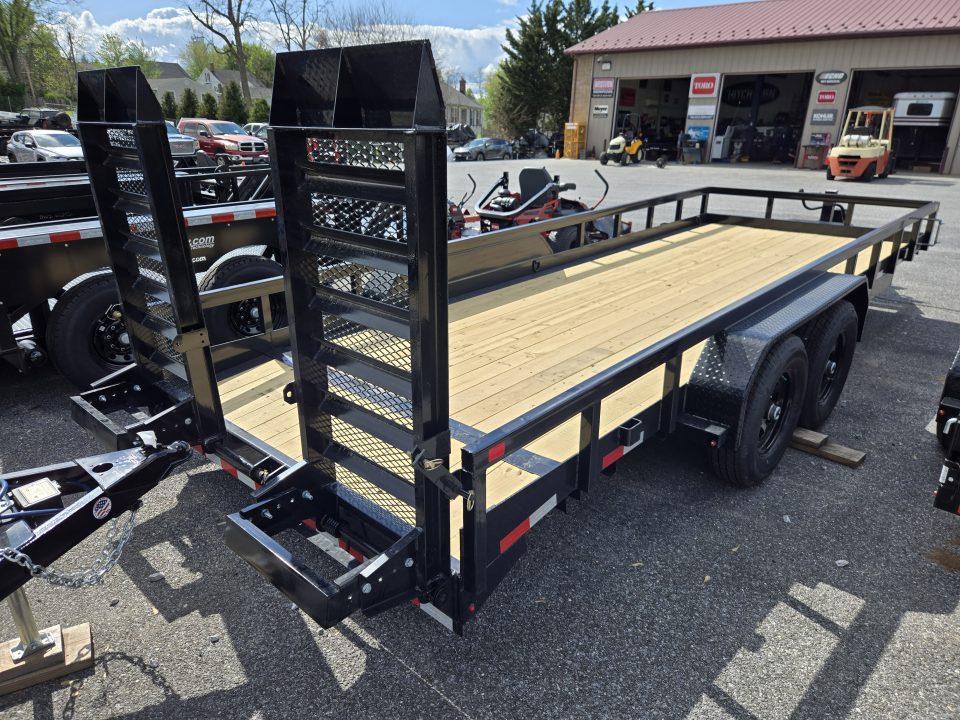 New 7x 20 Sure-Trac HD Beavertail Tube Top Utility Trailer, 14k GVWR **w/ Toolbox, Adj Coupler, HD Ramps