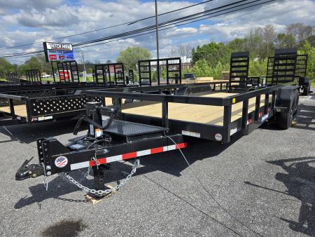 New 7x 20 Sure-Trac HD Beavertail Tube Top Utility Trailer, 14k GVWR **w/ Toolbox, Adj Coupler, HD Ramps