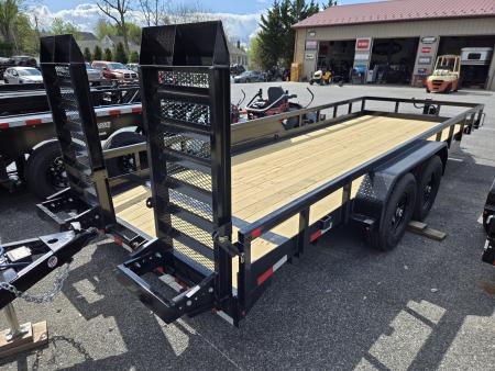 New 7x 20 Sure-Trac HD Beavertail Tube Top Utility Trailer, 14k GVWR **w/ Toolbox, Adj Coupler, HD Ramps