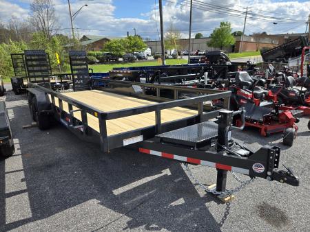 New 7x 20 Sure-Trac HD Beavertail Tube Top Utility Trailer, 14k GVWR **w/ Toolbox, Adj Coupler, HD Ramps
