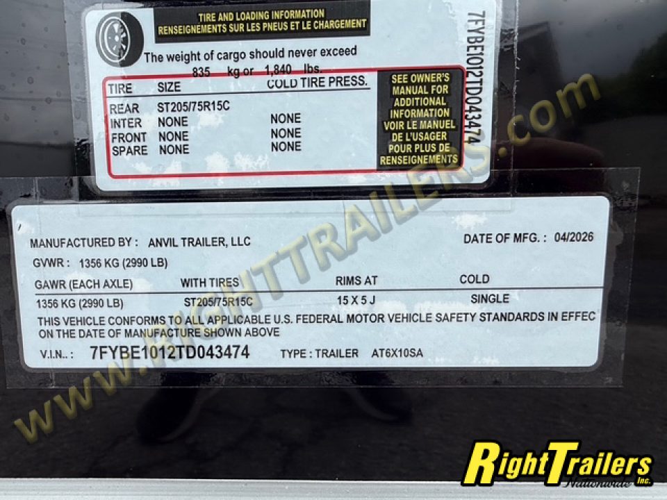 New 2026 6X10 ANVIL Cargo Trailer