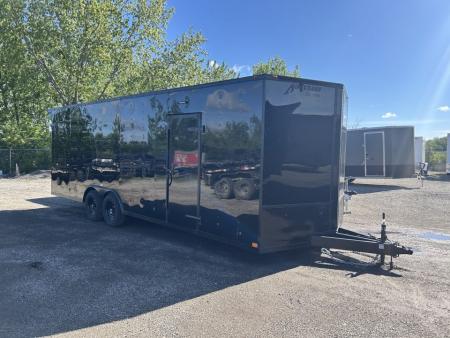 New 2026 Homesteader Trailer 24 FT ENCLOSED CAR HAULER 7 INT HT BLACK WITH BLACK OUT TRIM REAR SPOILER 10K GVWR