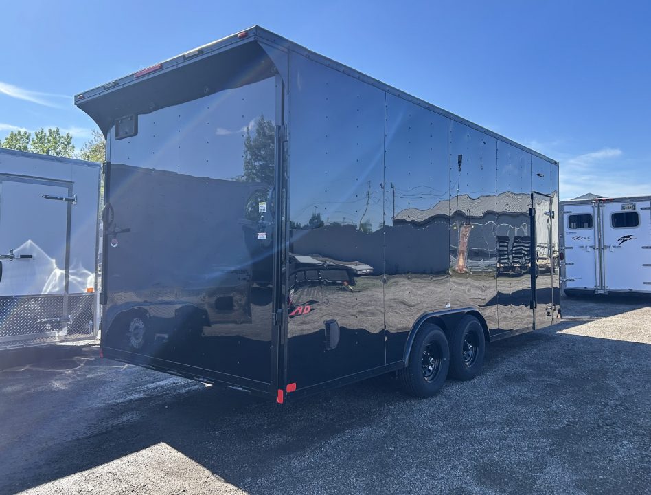 New 2026 Homesteader Trailer 20 FT ENCLOSED CAR HAULER 7.5 INT HT BLACK WITH BLACK OUT TRIM REAR SPOILER 10K GVWR