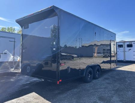 New 2026 Homesteader Trailer 20 FT ENCLOSED CAR HAULER 7.5 INT HT BLACK WITH BLACK OUT TRIM REAR SPOILER 10K GVWR
