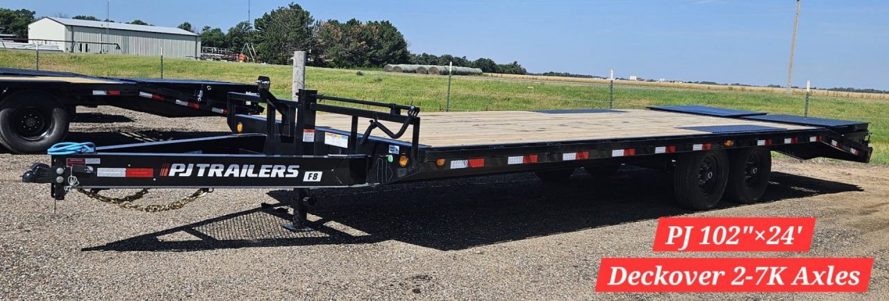 New 2026 PJ TRAILERS 8" I-Beam Deckover (F8) 102" x 24' Flatbed Trailer