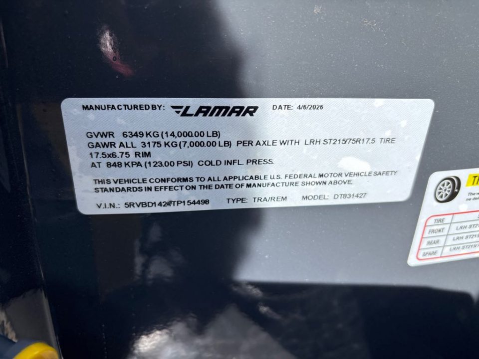 New 2026 Lamar Trailers DT831427-48 Dump Trailer