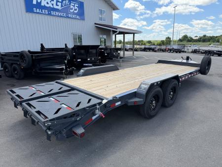 New EWB 83X22 (19+3) 14K EQUIPMENT TRAILER W/ JUMBO RAMPS - GRAY