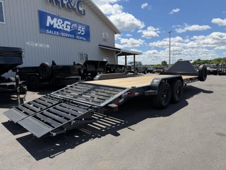 New EWB 83X22 (19+3) 14K EQUIPMENT TRAILER W/ JUMBO RAMPS - GRAY