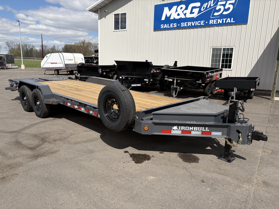New EWB 83X22 (19+3) 14K EQUIPMENT TRAILER W/ JUMBO RAMPS - GRAY