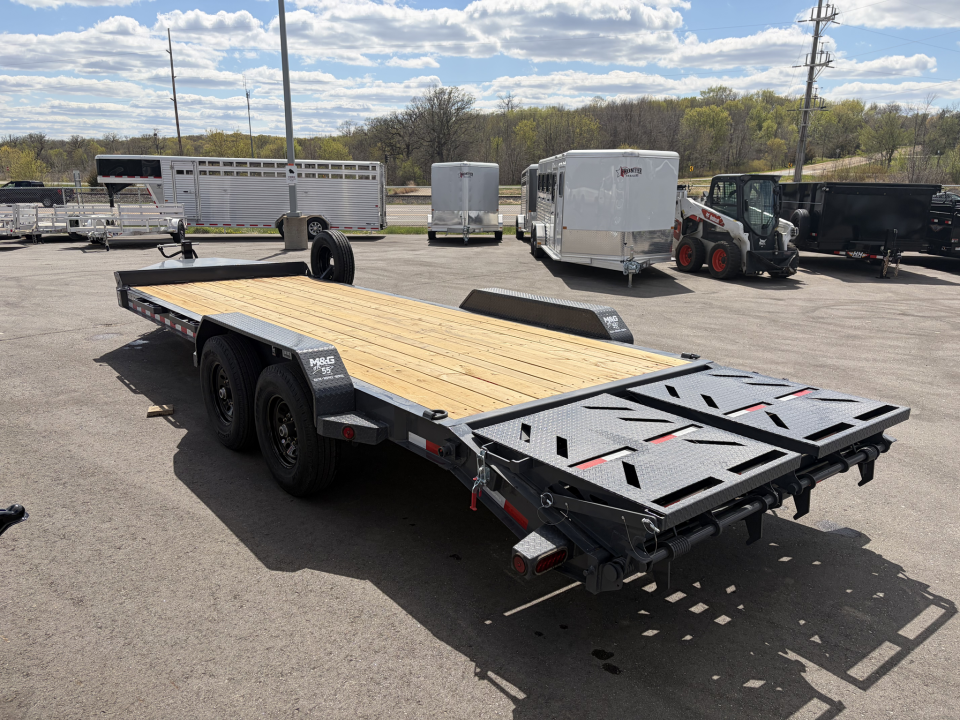 New EWB 83X22 (19+3) 14K EQUIPMENT TRAILER W/ JUMBO RAMPS - GRAY