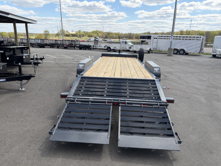 New EWB 83X22 (19+3) 14K EQUIPMENT TRAILER W/ JUMBO RAMPS - GRAY