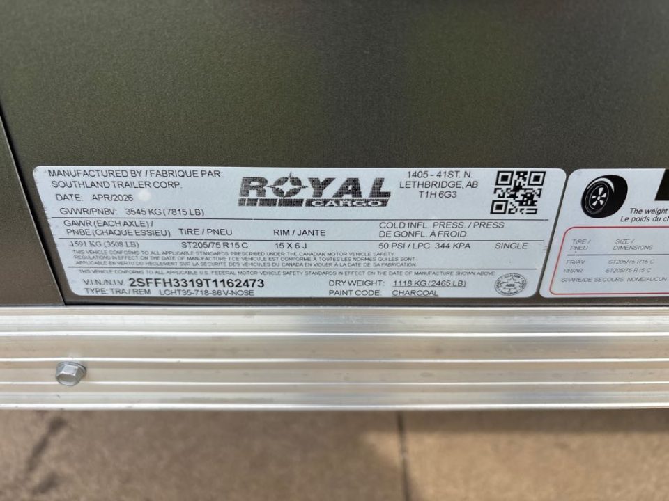 New 2026 SOUTHLAND TRAILER CORP. LCHT35-718V-86R Cargo / Enclosed Trailer