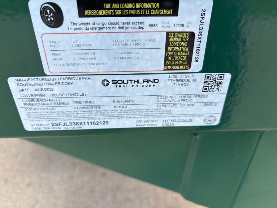 New 2026 SOUTHLAND TRAILER CORP. SL714-14K Dump Trailer