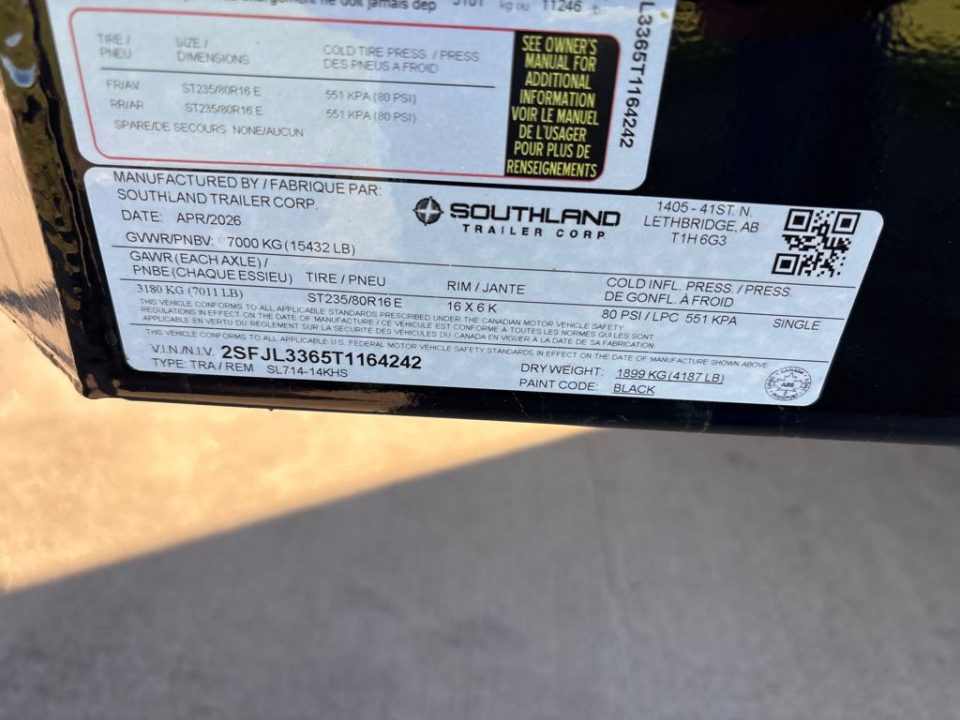 New 2026 SOUTHLAND TRAILER CORP. SL714-14KHS Dump Trailer