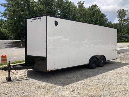 New 2026 HOMESTEADER CARGO TRAILER / INTREPID SERIES / 8..6'X20' / 32" SIDE DOOR / RAMP REAR DOOR / .080 WHITE POLY CORE ALUMINUM / BLACK OUT PKG / 7' INTERIOR HEIGHT / 5200# AXLES / REAR SPOILER W/ LOAD LIGHTS