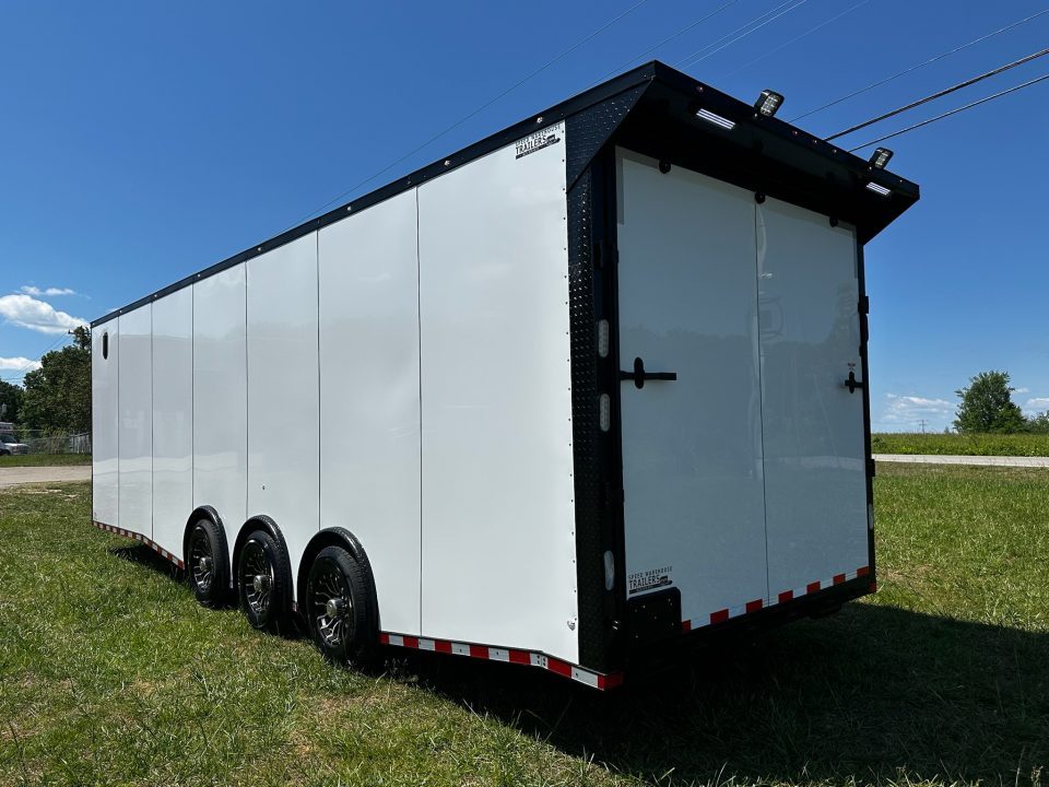 New 2026 Rock Solid Cargo 8.5x28 Race Trailer-Finished Interior-7'6" Interior - Triple 7000 TORSIONS -HD RAMP-10" BOGEY WHEELS