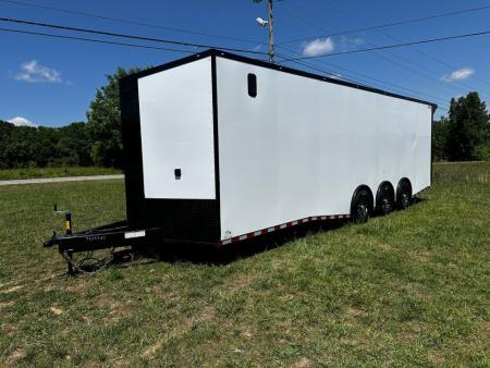 New 2026 Rock Solid Cargo 8.5x28 Race Trailer-Finished Interior-7'6" Interior - Triple 7000 TORSIONS -HD RAMP-10" BOGEY WHEELS