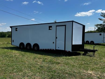 New 2026 Rock Solid Cargo 8.5x28 Race Trailer-Finished Interior-7'6" Interior - Triple 7000 TORSIONS -HD RAMP-10" BOGEY WHEELS
