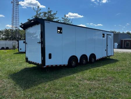 New 2026 Rock Solid Cargo 8.5x28 Race Trailer-Finished Interior-7'6" Interior - Triple 7000 TORSIONS -HD RAMP-10" BOGEY WHEELS