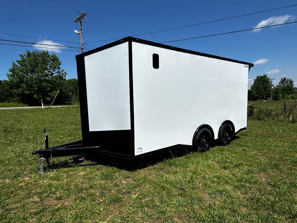 New 2026 Luxe 8.5x16 Car Hauler-5200 Torsion- White poly- Blackout- Enclosed Trailer