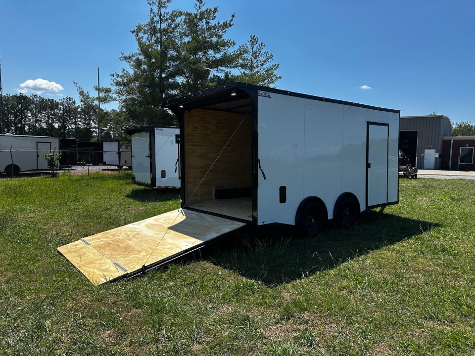 New 2026 Luxe 8.5x16 Car Hauler-5200 Torsion- White poly- Blackout- Enclosed Trailer