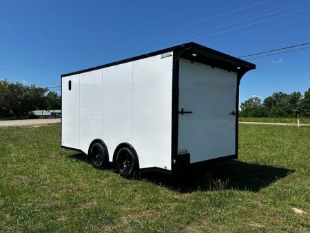 New 2026 Luxe 8.5x16 Car Hauler-5200 Torsion- White poly- Blackout- Enclosed Trailer