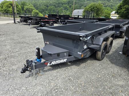 New 2026 Lamar Trailers 5 x 10 Dump Trailer - Single Ram - Spare Tire Carrier - 7K Drop Leg Jack - Slide Out Ramps - Combo Gate - Stake Pockets - D-Ring Tie Downs - Adjustable Coupler - Integrated Tarp