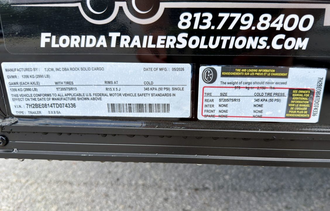 New 2026 Rock Solid Cargo 5x8 Double Rear Door Cargo / Enclosed Trailer