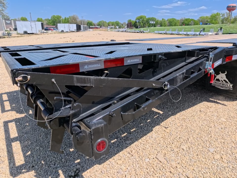 New 2026 Iron Bull 102 x 32 FLG Gooseneck Deckover, 5' Self Cleaning Dove Tail w/Rampage Ramps, 10K Axles -23,900 lb. GVWR, ST235/80R 16 LRE 10 ply tires with Spare