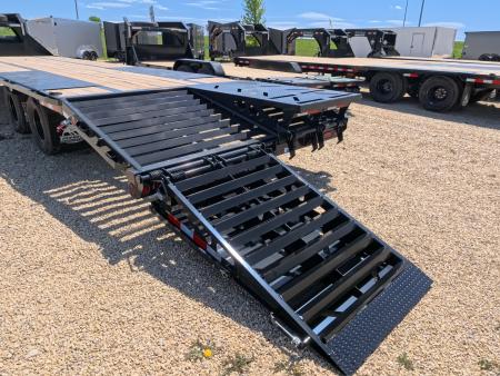 New 2026 Iron Bull 102 x 32 FLG Gooseneck Deckover, 5' Self Cleaning Dove Tail w/Rampage Ramps, 10K Axles -23,900 lb. GVWR, ST235/80R 16 LRE 10 ply tires with Spare