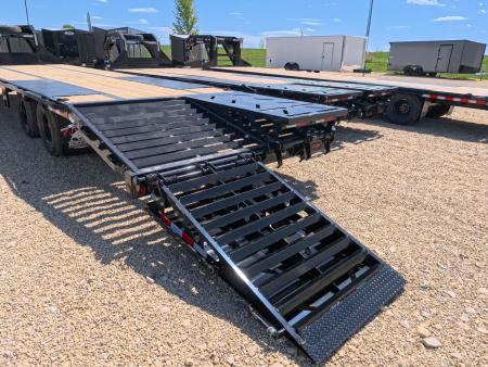 New 2026 Iron Bull 102 x 32 FLG Gooseneck Deckover, 5' Self Cleaning Dove Tail w/Rampage Ramps, 10K Axles -23,900 lb. GVWR, ST235/80R 16 LRE 10 ply tires with Spare