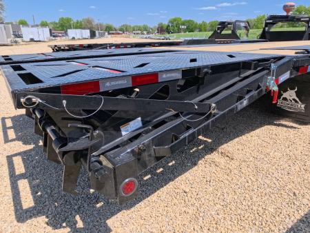 New 2026 Iron Bull 102 x 32 FLG Gooseneck Deckover, 5' Self Cleaning Dove Tail w/Rampage Ramps, 10K Axles -23,900 lb. GVWR, ST235/80R 16 LRE 10 ply tires with Spare