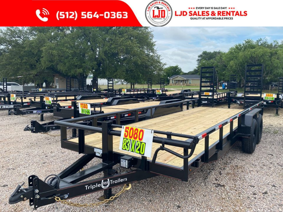 New 2026 Triple R - PIPE TOP - 83" x 20' Equipment Trailer - 14K GVWR