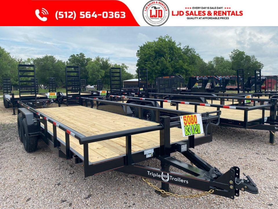 New 2026 Triple R - PIPE TOP - 83" x 20' Equipment Trailer - 14K GVWR