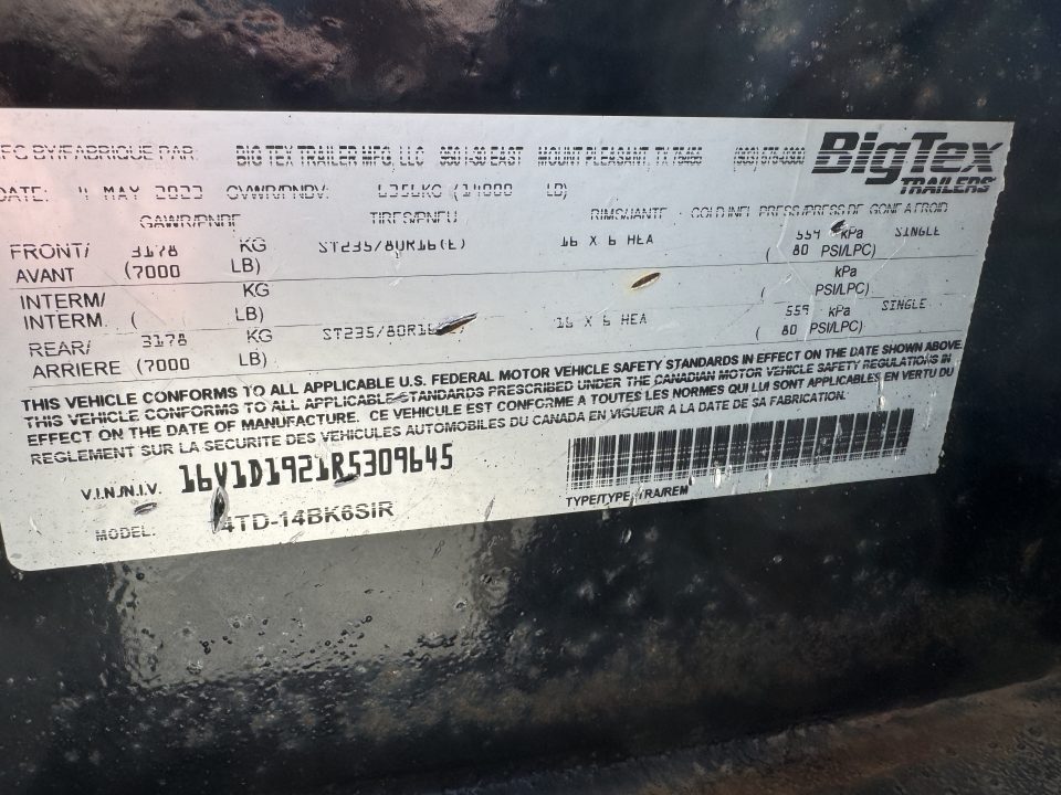 Used 2024 Big Tex Trailers 14TD-14 Dump Trailer